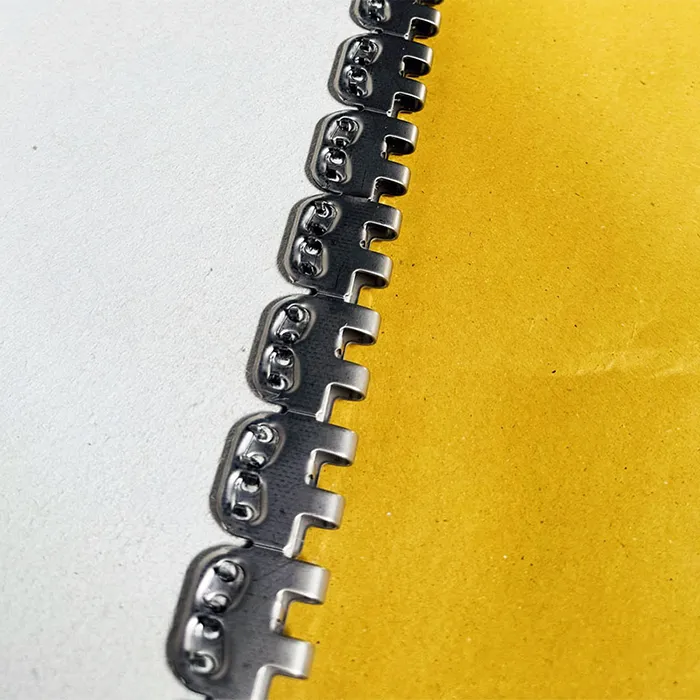 Metal conveyor belt alligator fastener components
